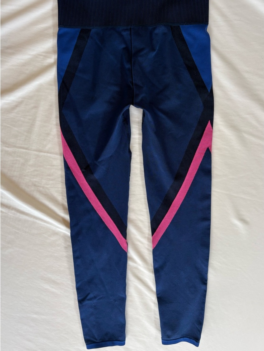 Betsy Johnson Workout Pants Navy Athletic Leggings Pink Accent Stripes 80s high - Picture 5 of 6